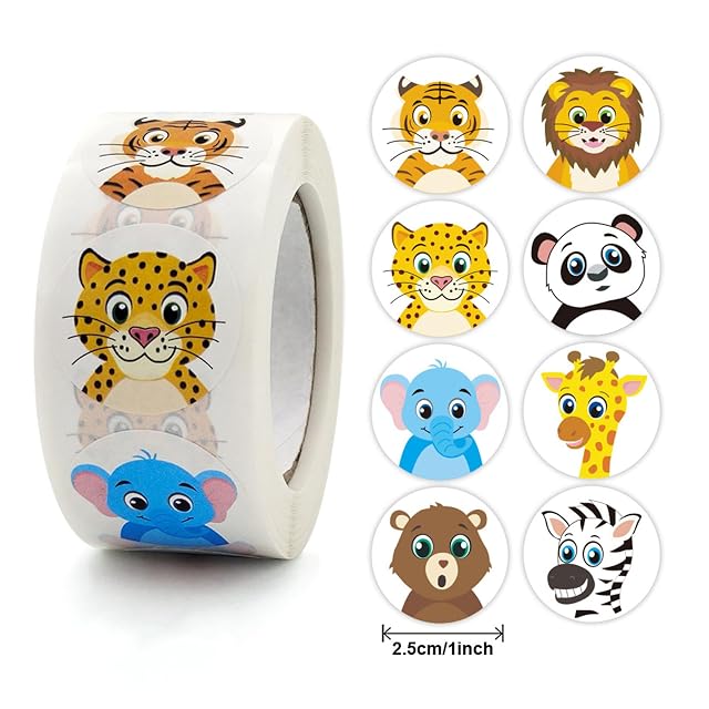 Foto 3 de 5 de 1000 Piezas Animal Reward Pegatinas Para Niños 2.5cm Pegatinas Stickers Redondas De Recompensa De Animales 2…