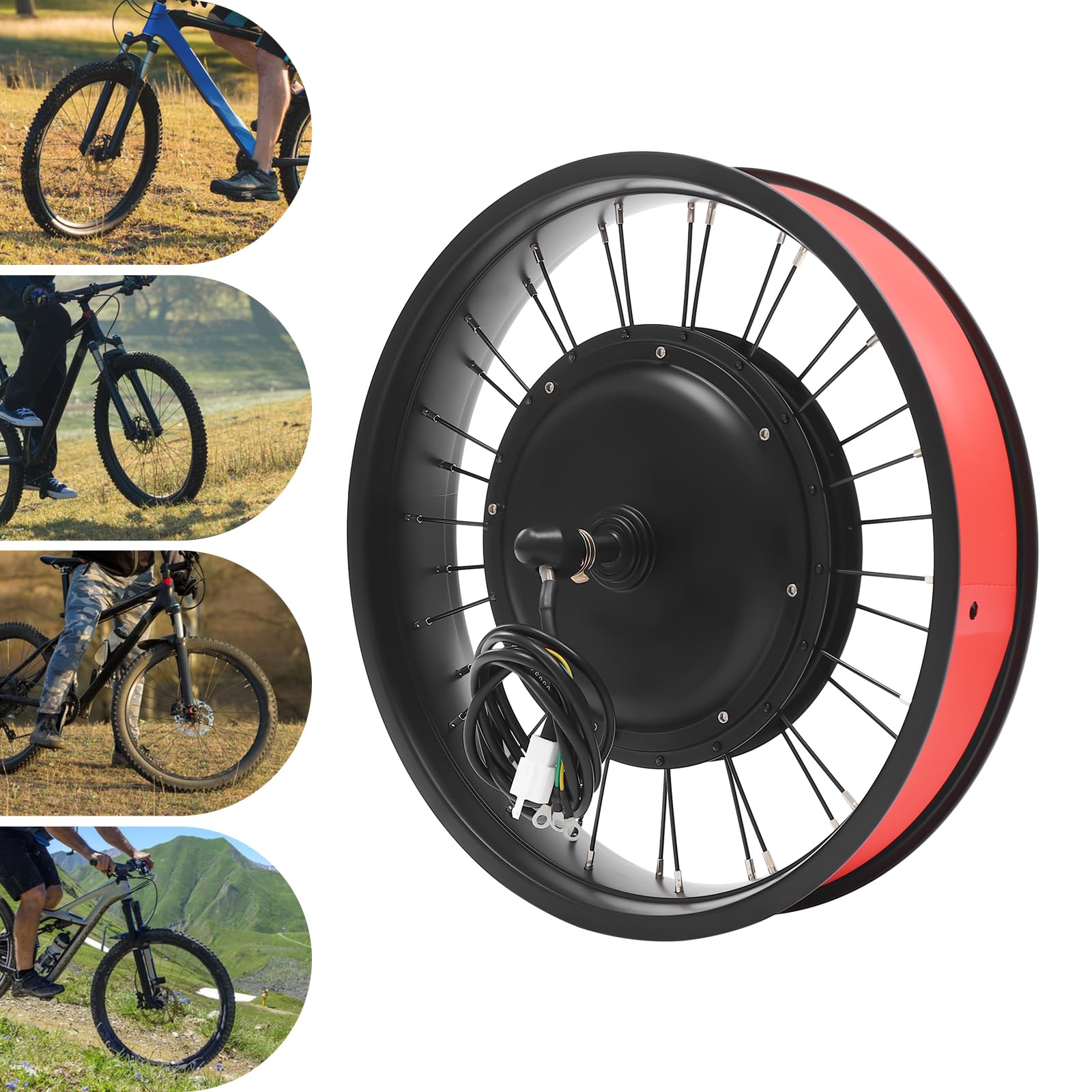 Elektromotor Umrüstsatz Elektrofahrrad Nabenmotor Kit Bürstenlos 1000W 48V für 20 Zoll Fahrrad mit Pedalunterstützung IP54 Wasserdicht (Frontantrieb)
