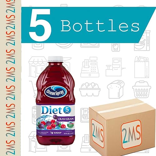 Miniatura 2 de 2MS Caja con 5 botellas de plástico Ocean Spray Diet para jugo de uva de 64 onzas líquidas