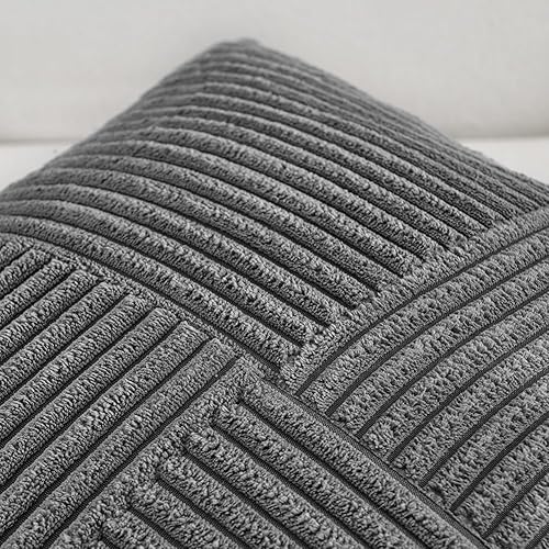 Miniatura 3 de Fancy Homi Paquete de 2 fundas de almohada decorativas color gris oscuro de 22 x 22 pulgadas para sala de estar, sofá, cama, sofá, rústico, estilo