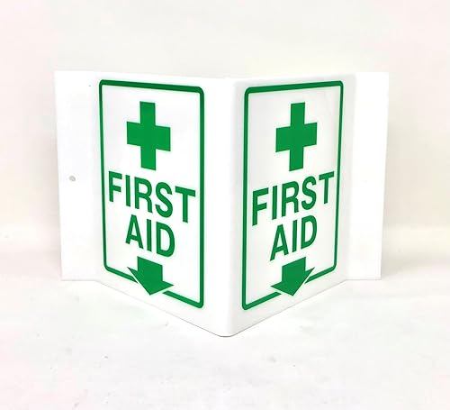 Miniatura 5 de UNISHIELD Letrero estándar "V" de extintor de incendios de 9 pulgadas de ancho x 6 pulgadas de alto x 4 pulgadas de profundidad, blanco sobre rojo