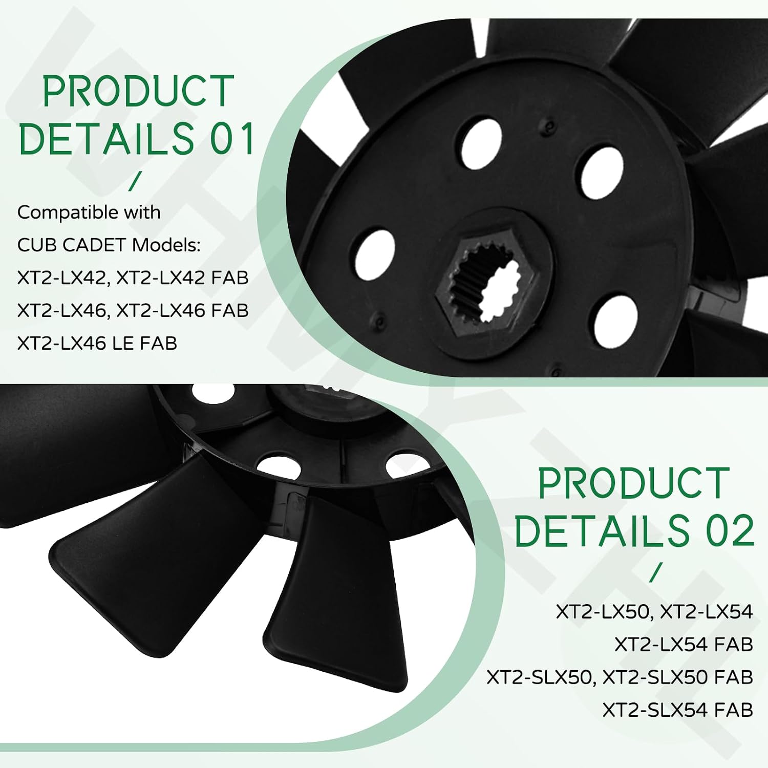 1A646083070 10 Blade Transmission Cooling Fan Compatible with Tuff Torq Cub Cadet Troy-Bilt Craftsman Bolens Remington Ryobi Yardman Yard-Machine Mower (Black)