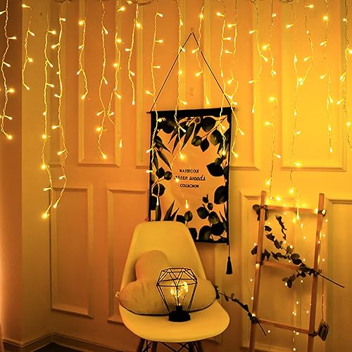 Miniatura 6 de Techip Luces de Navidad de Halloween para exteriores, 33 pies, 400 luces LED de carámbano para exteriores, tira de luces de cortina enchufable,