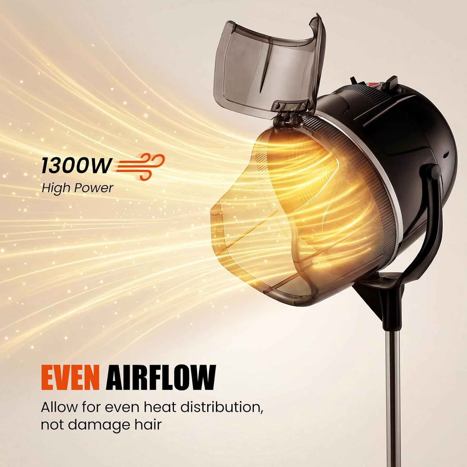 Giantex Hooded Hair Dyer, Stand Up Hair Dryer with Adjustable Height, Timer & Temperature, Bonnet Hair Dryer with Wheels, Salon Hair Dryer with Hood for Home Spa Beauty Station