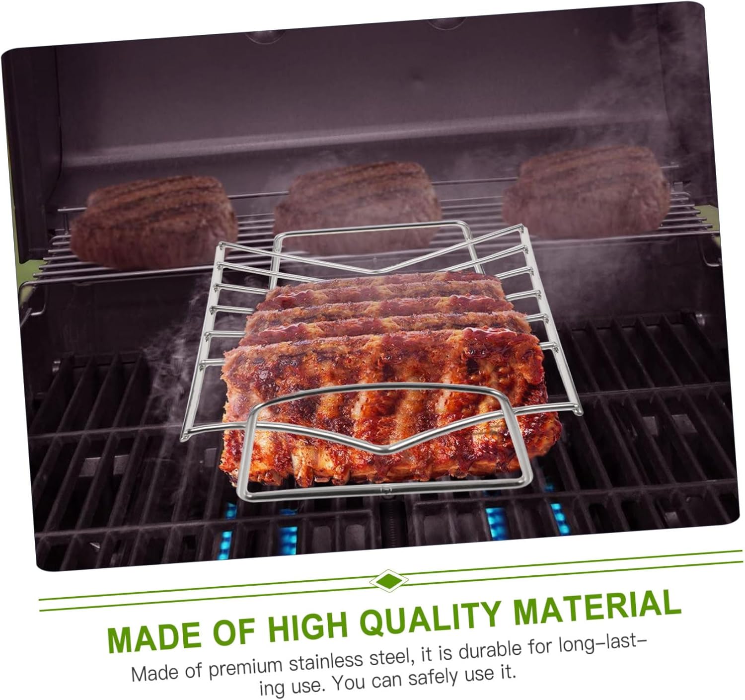 MERRYHAPY Rib Barbecue Grill Rack Replacement Grates Stainless Steel Easy to Use