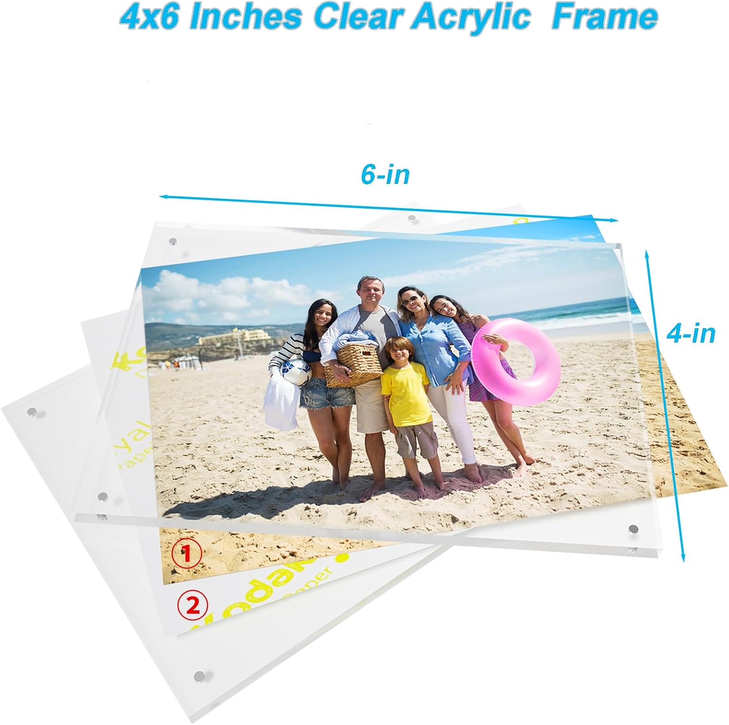 10 Pack 4x6 Acrylic Picture Frame with Magnetic, Frameless Double Sided Clear Frame with Base, Floating Lucite Transparent Photo Frame for Tabletop Display with Exquisite Package