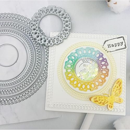 Alinacutle 8 troqueles de marco redondo con bordes de lágrima para hacer tarjetas, troqueles de corte de metal, plantillas de manualidades de papel,