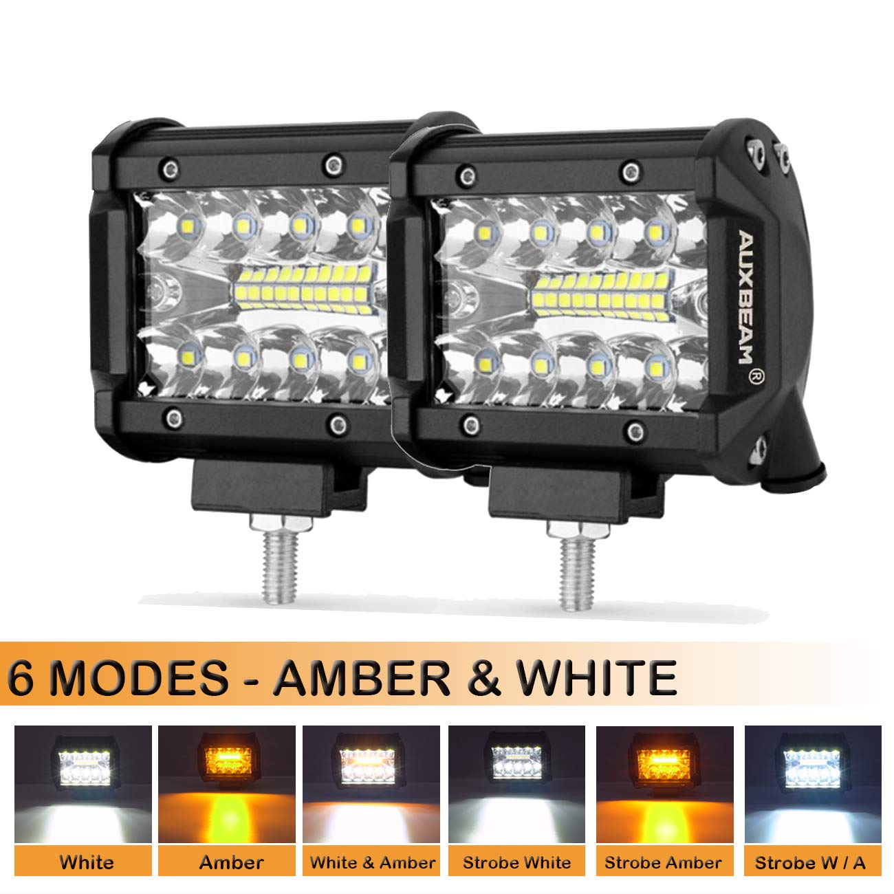 Auxbeam 4 Inch LED Pods 120W Spot LED Pod Light Bar 12000LM LED Driving Fog Light Triple Row
