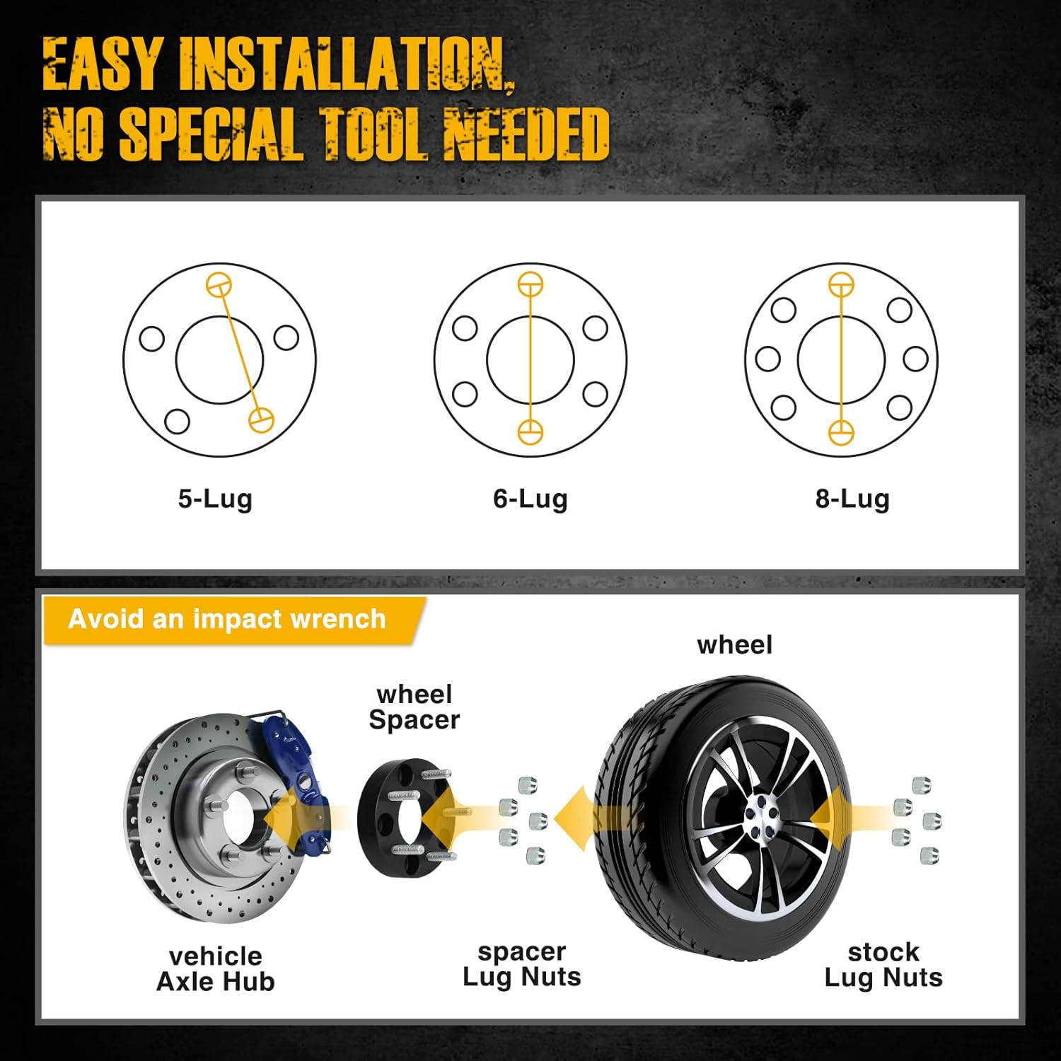 SIZZER 5x4.5 (5x114.3) Wheel Spacers Thickness 20MM 12X1.5 Studs Bore 64.1mm for CR-V, Accord, Civic, Escape, HR-V, Pilot, RDX, Odyssey, TLX, MDX, TL, TSX, Element, Insight, Mariner, ILX, Tribute