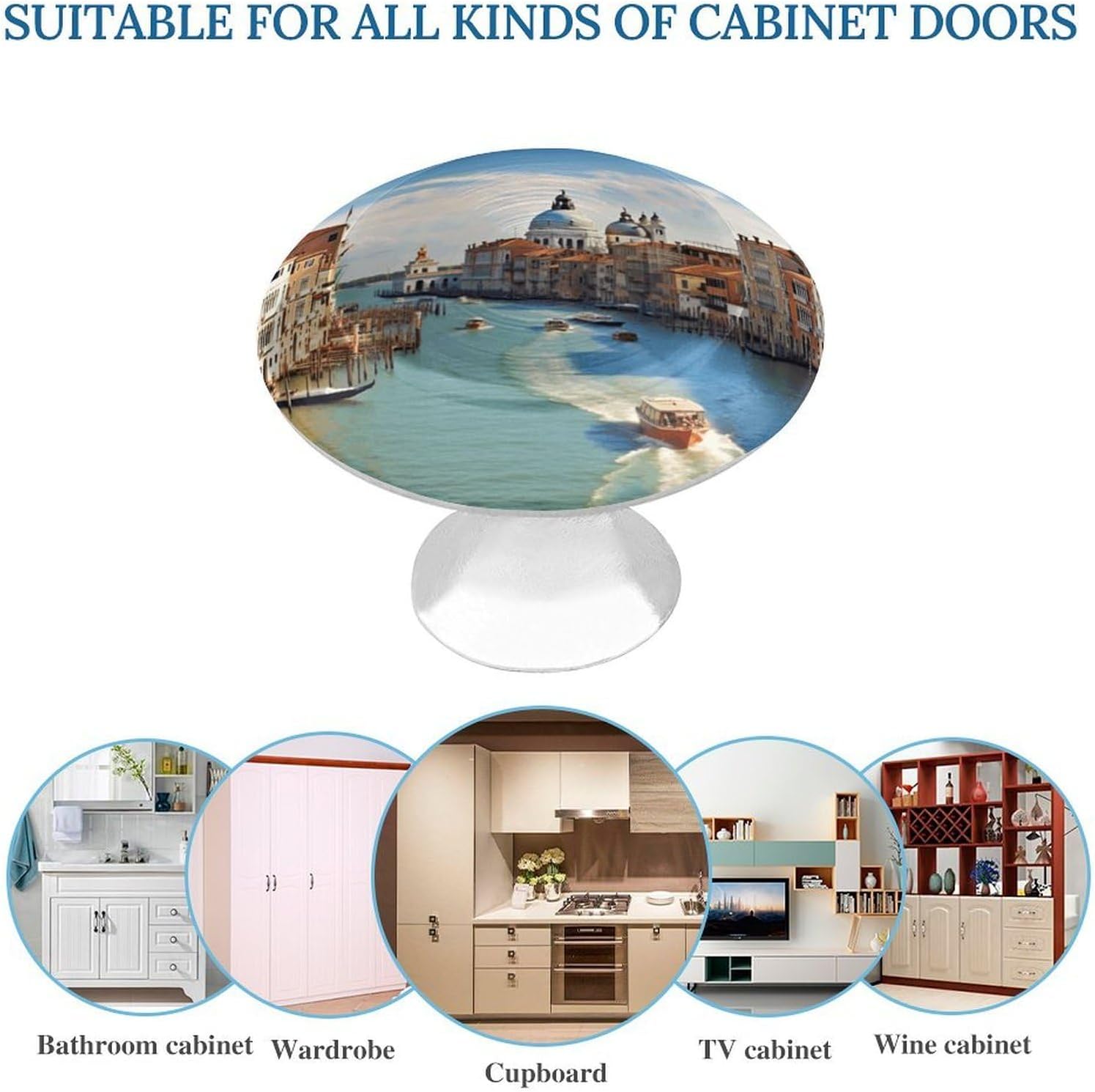 2 Pack Grand Canal in Italy Cabinet Knobs Round Drawer Pulls image 3