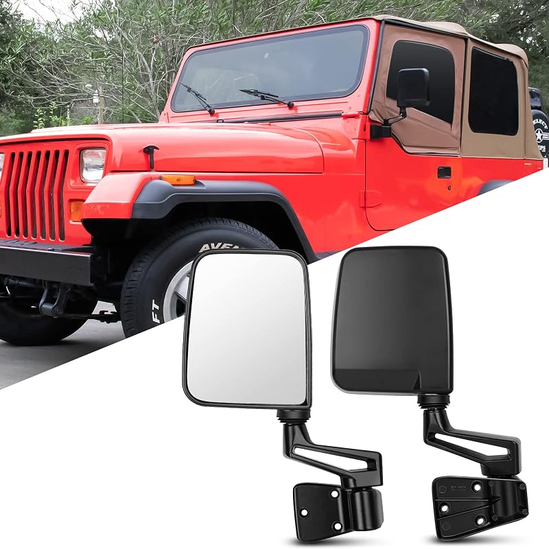 Conjunto de espelhos retrovisores externos ITOPUP para Jeep Wrangler 1987–1995 e TJ 1997–2002 – Par