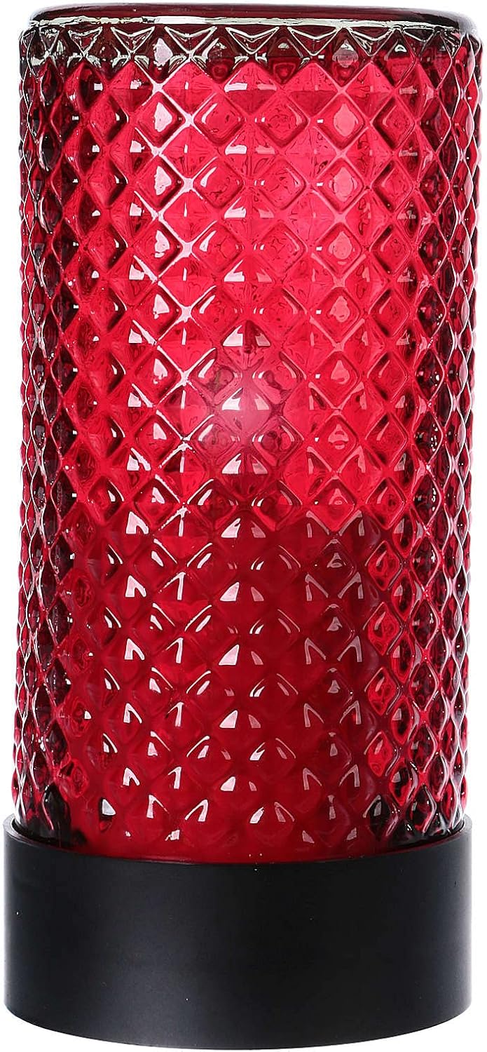 Battery Operated Glass Candle red Light Flame Effect