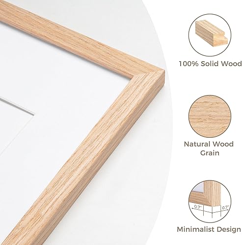 Miniatura 5 de Marco de fotos de 8 x 10 pulgadas, marco de madera natural de 8 x 10 pulgadas para pared y mesa, marco de 8 x 10 pulgadas con paspartú para 5 x 7,