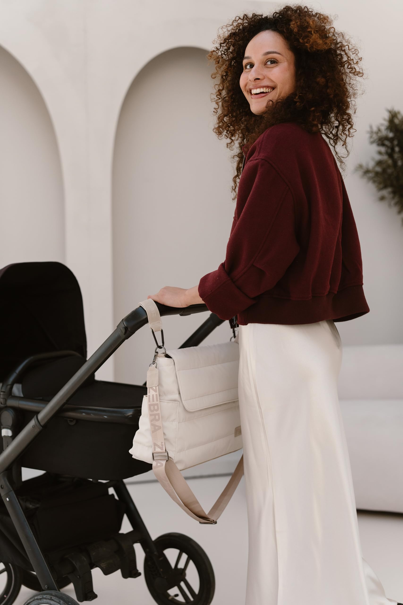 Zebra trends - Wickeltasche Organizer mit Wickelunterlage - Helles Taupe | Diaper Bag Mommy Bag, Leichtes Nylon, Zwei Flaschenhalter, Mehrere Innentaschen, Verstellbarer Schultergurt