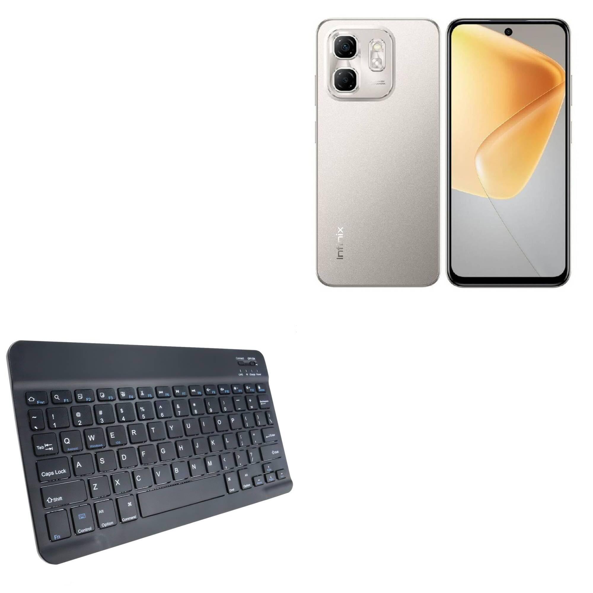 BoxWave Keyboard Compatible with Infinix Hot 50i - SlimKeys Bluetooth Keyboard, Portable Thin with Chiclet-Style Keys - Jet Black
