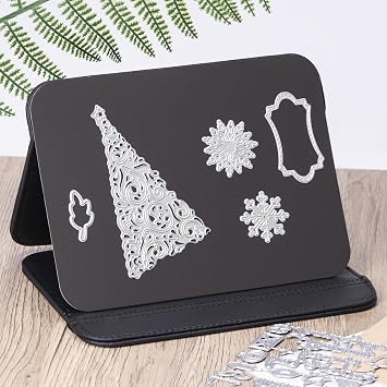 UNIMEIX Crafters Magnetic Craft Die Stand Craft Die Platform with Leather Case Magnetic Sheets for Dies Storage Supplies 3 Pcs Black