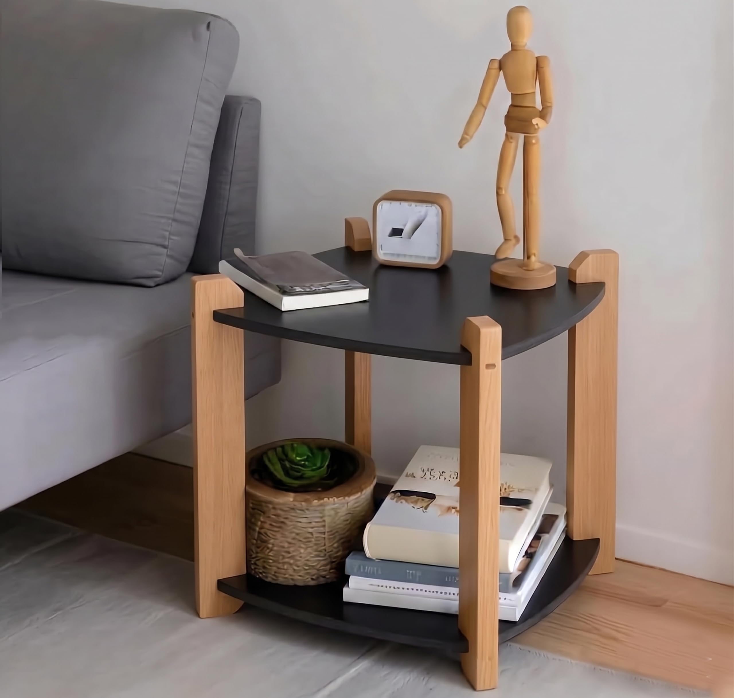 Modern Square Side Table, Home Decor for Living Room, Bed Side Tables for Bed Room, stools for Home, Furniture for Home, 2-Tier White Shelves-image-42