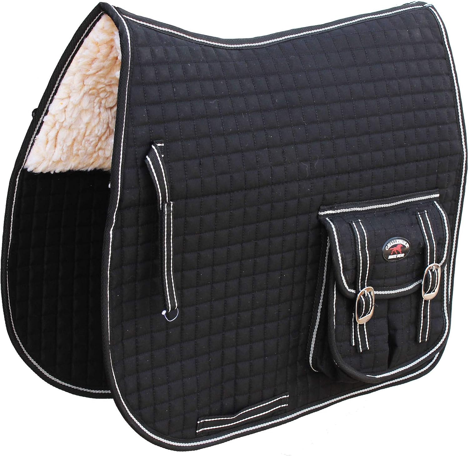 Horse English Quilted Fleece Padded All-Purpose Saddle Pad with Pockets 72122