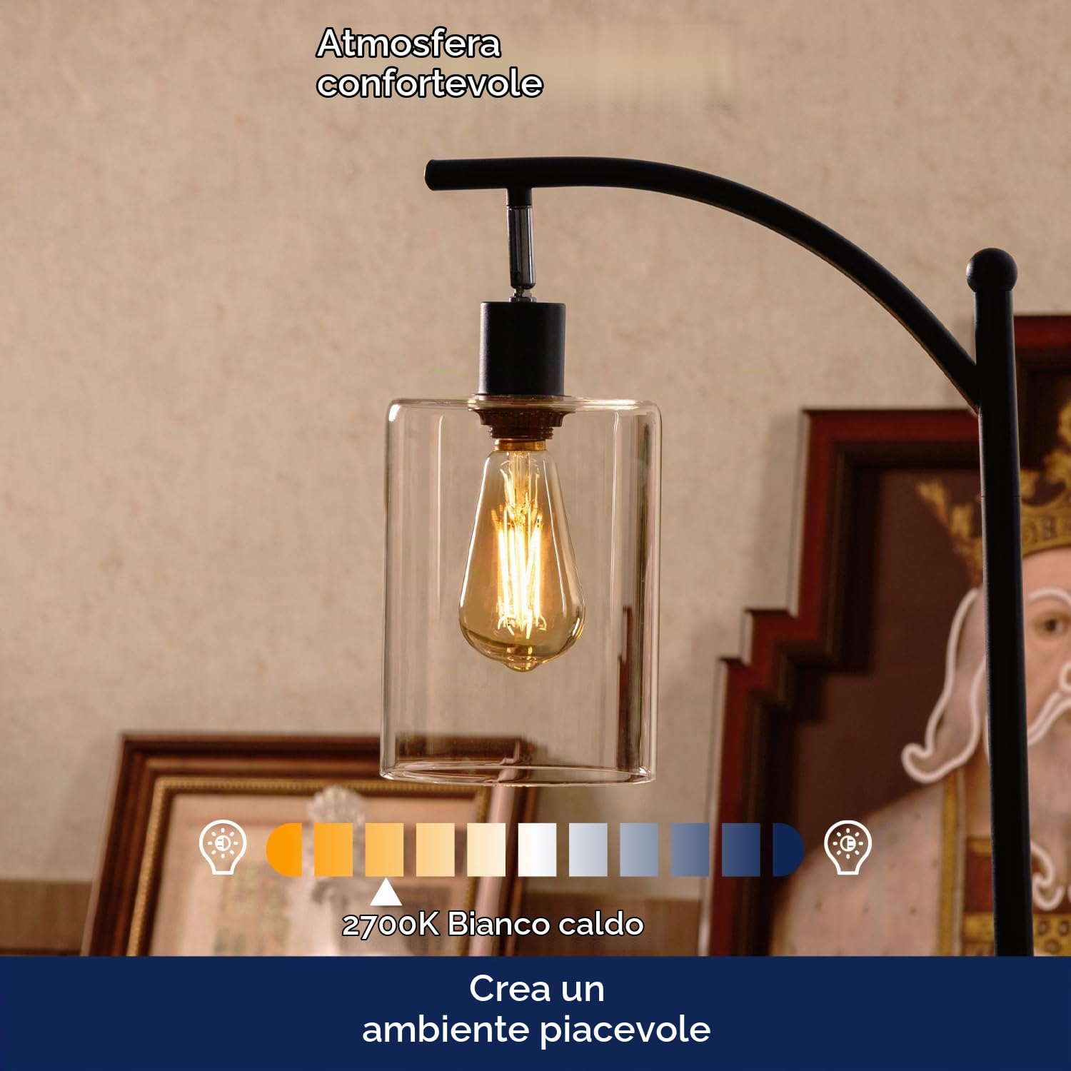 FLSNT Dimmerabile Vintage LED Lampadine Edison E27, ST64 Retro LED filamento Lampen, 7W (equivalenti a 60W), Bianco caldo 2700K, 700 Lumen, Vetro Ambrato, Confezione da 6