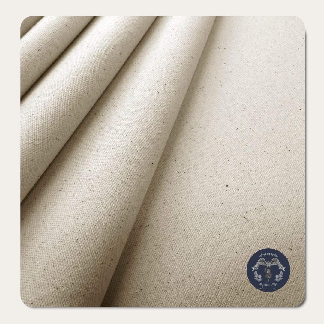 Pyrhan Ltd Plain Cotton Fabric by the Metre Fabric for Dressmaking, Quilting, Cushions, Pillowcases, Curtains Lining, Calico Type Material for Patchwork & Fat Quarter 60 Inch Width (Natural)