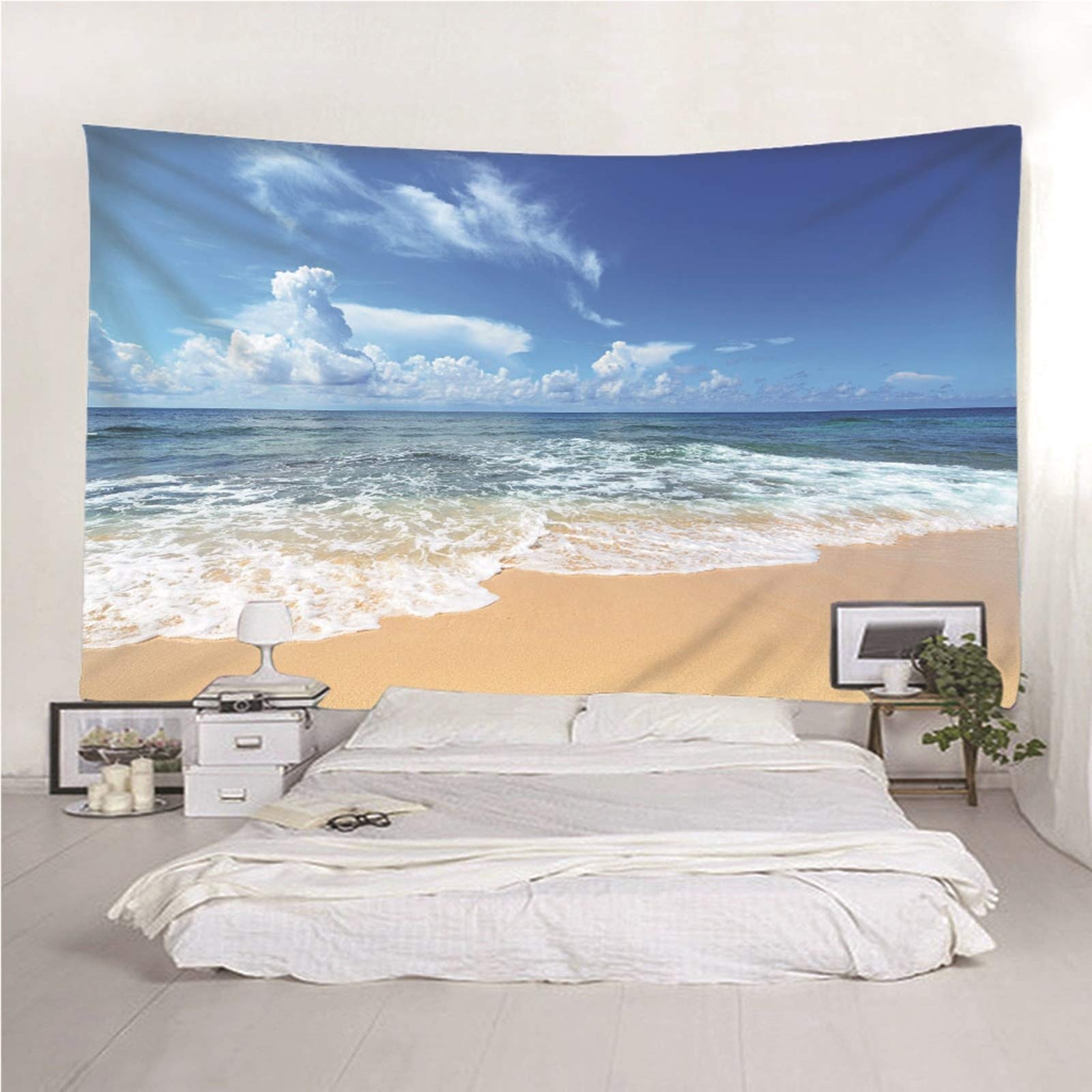 Aeici Tapiz Tela Muro Playa, Mural Tela Pared Cielo De La Playa Tapiz para Colgar Pared(240X220Cm)
