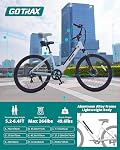 Gotrax Dolphin 26" Electric Bike, Max Range 48Km(Pedal-assist1)&31Km/h Power by Peak 500W, 5 Pedal-Assist Levels&Front Suspension, 7-Speed&Boost Mode, E-Bike for Adult Leisure Riding/Commuting