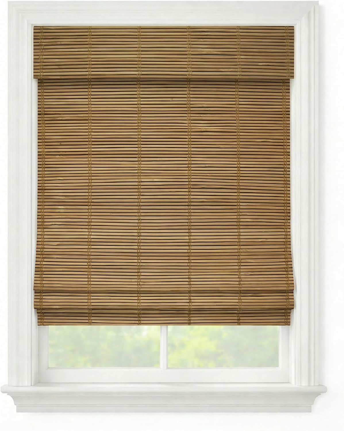 Cordless Woven Wood Roman Shades, 48W x 72H, Bayhead Natural, Sizes 20-72 Wide and 24-72 High