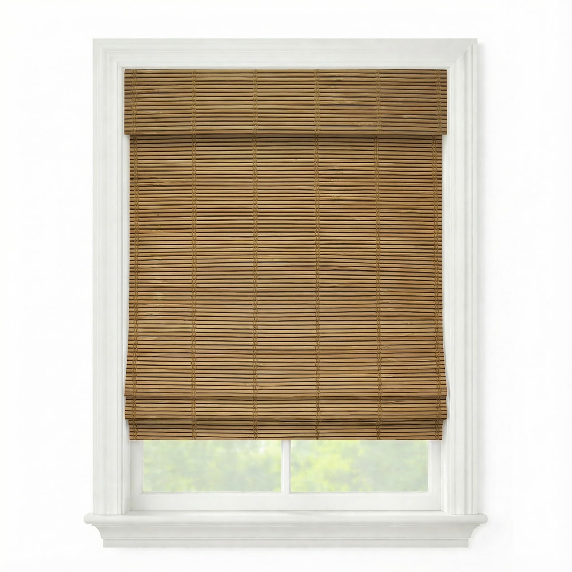 Cordless Woven Wood Roman Shades, 70W x 72H, Bayhead Natural, Sizes 20-72 Wide and 24-72 High