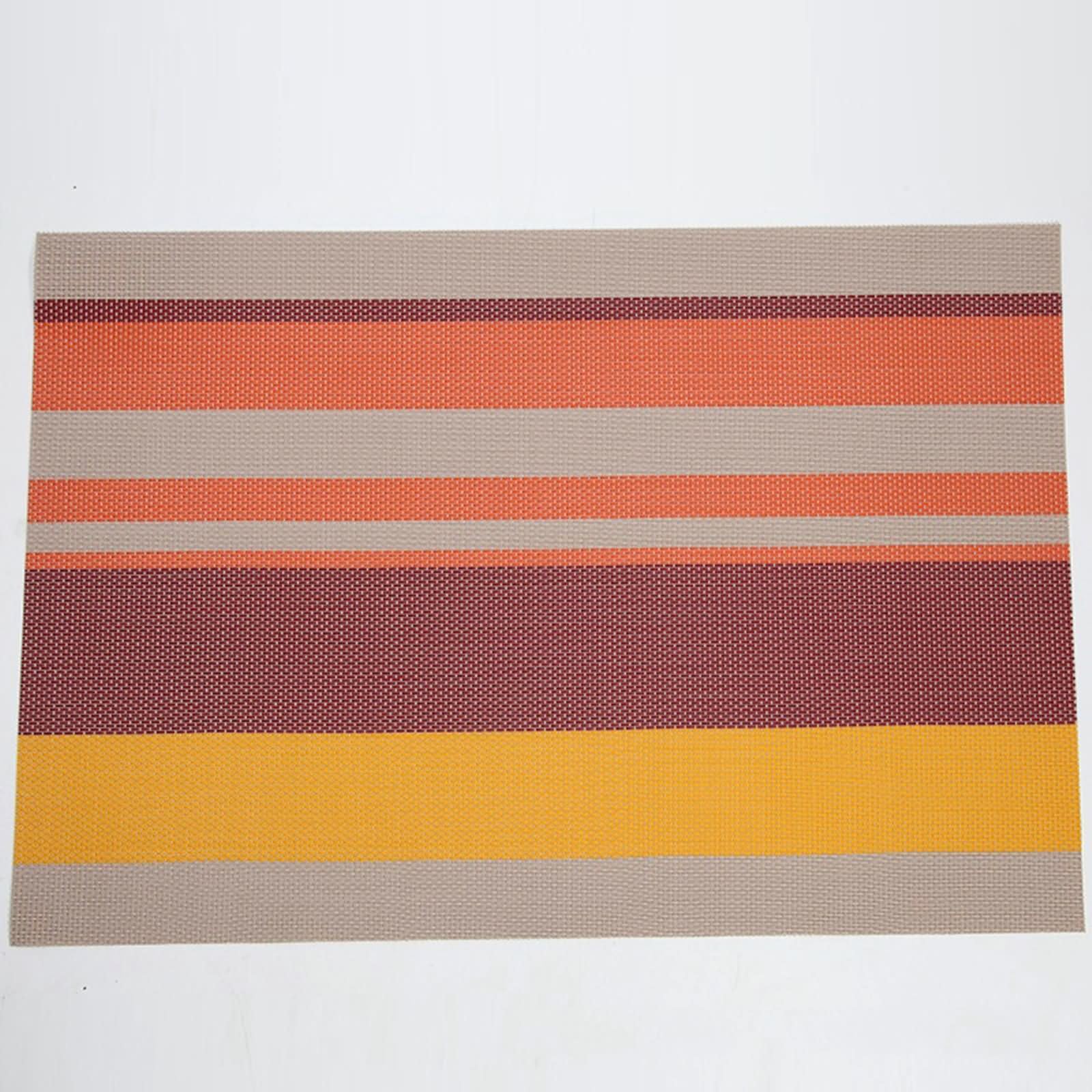 10 Pezzi Tovagliette Colazione, 45 x 30 CM Giallo Tovagliette Americane Lavabili Rettangolare 70% PVC+30% PET, Rettangolo con Strisce