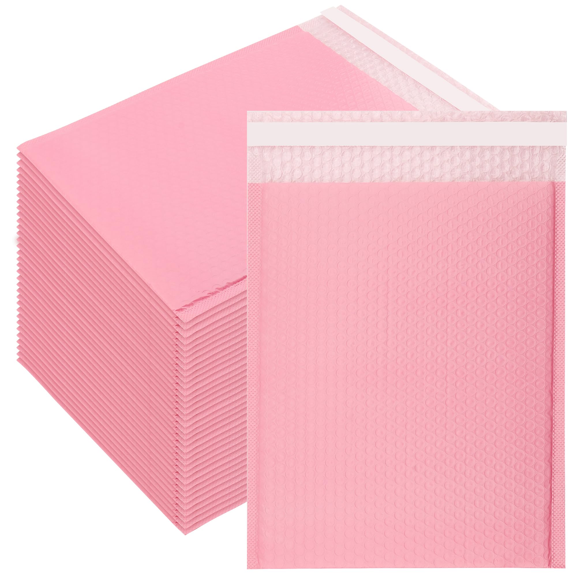 JIAYUET 35 PCS Bubble Mailers 10x12 Inch (25x30cm) Self-Seal Padded Envelopes, Pink Poly Mailing Bags for Small Business Shipping