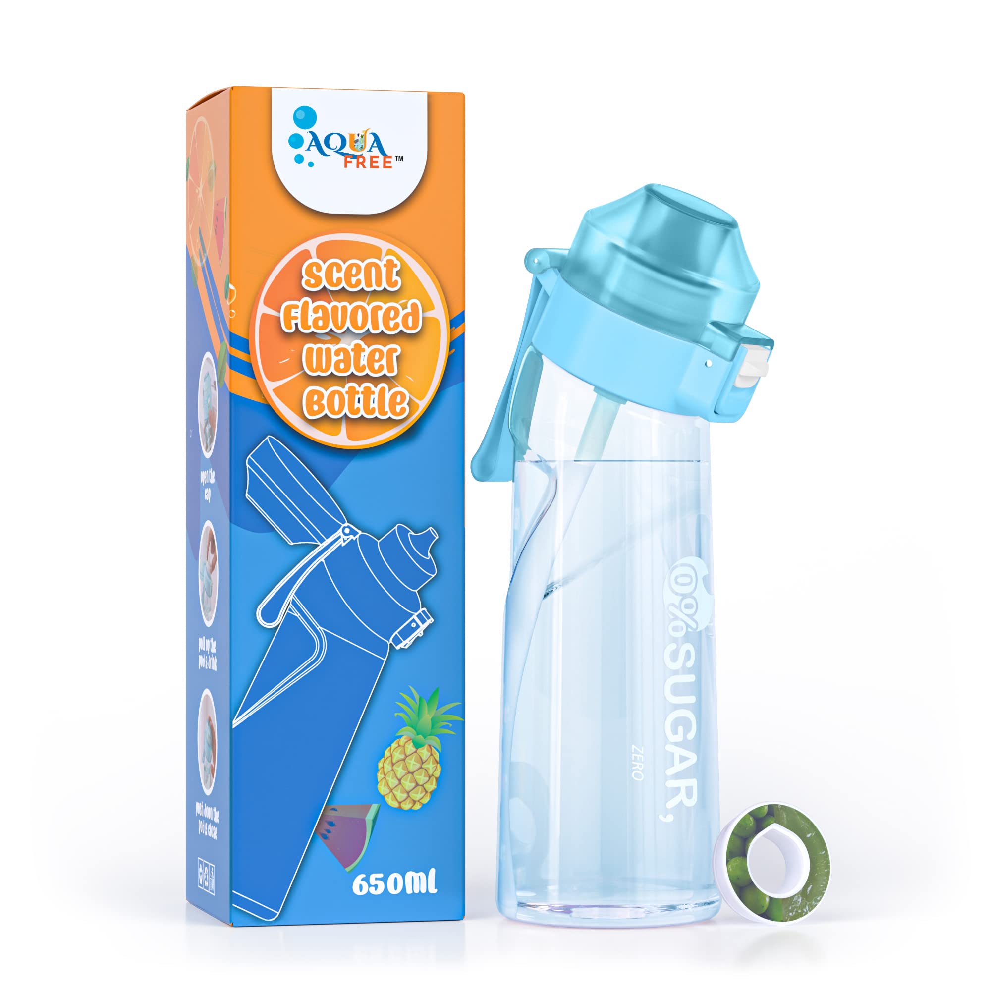 Photo 1 of Scent Flavored Water Bottle, 0% sugar, Leak-Proof Tritan BPA-Free, Ensure You Drink Enough Water for Fitness, Gym, Camping, Outdoor Sports + one flavor pod