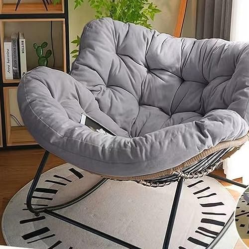 LLMMOOP Leisure Rocking Chair and Footstool Set, Oversized Patio Recliner Chair Comfortable Upholstered Rocking Chair with Thick Cushio Modern Lounge Chair (Gray with pedals) - Gray With Pedals