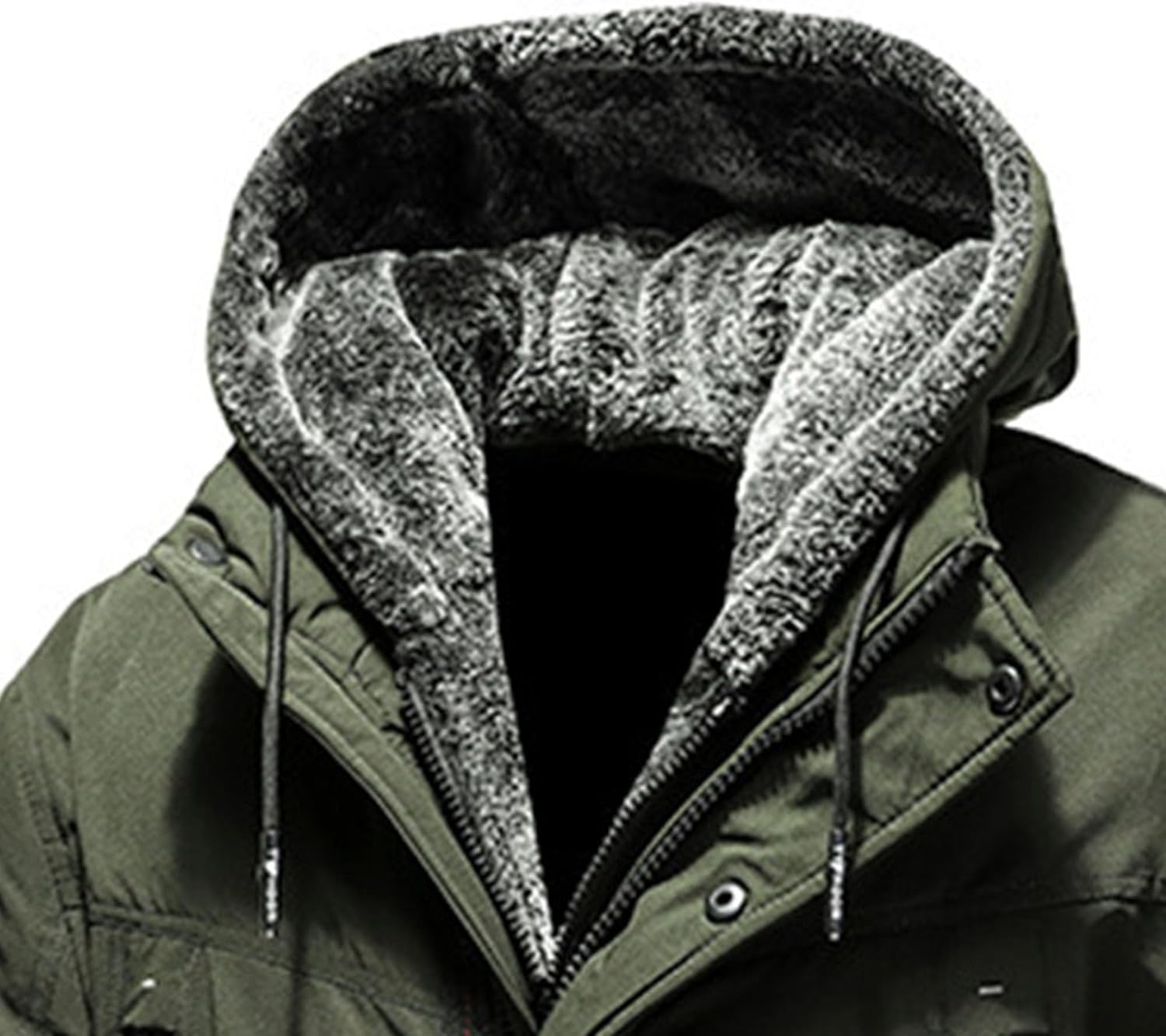 DGKaxiyaHM Men's Casual Military Parker Coat Long Sleeve Outerwear With Hood Thicken Waterproof Warm Bomber Jacket (6X-Large,Pitch Green)
