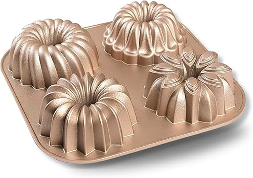 Baker's Secret Moldes antiadherentes estriados para tartas, perfectos para pasteles Bundt, moldes de aluminio fundido a presión, revestimiento