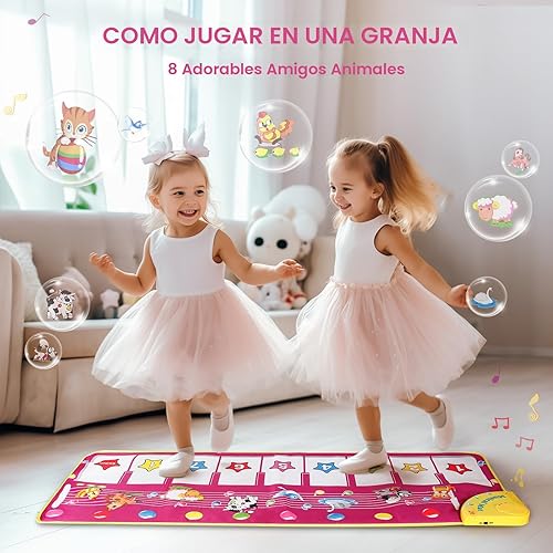 Miniatura 4 de M SANMERSEN Tapete de piano de piso, tapete musical de juguetes para niños, tapete de juego de teclado de 39.5 pulgadas, música electrónica