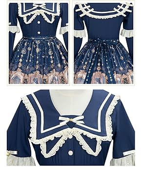 【お値下げしました】クラッシックロリータ ネイビーワンピース Sサイズ SEASONZ PUJIオリジナル クラロリ ワンピース ロング丈 長袖