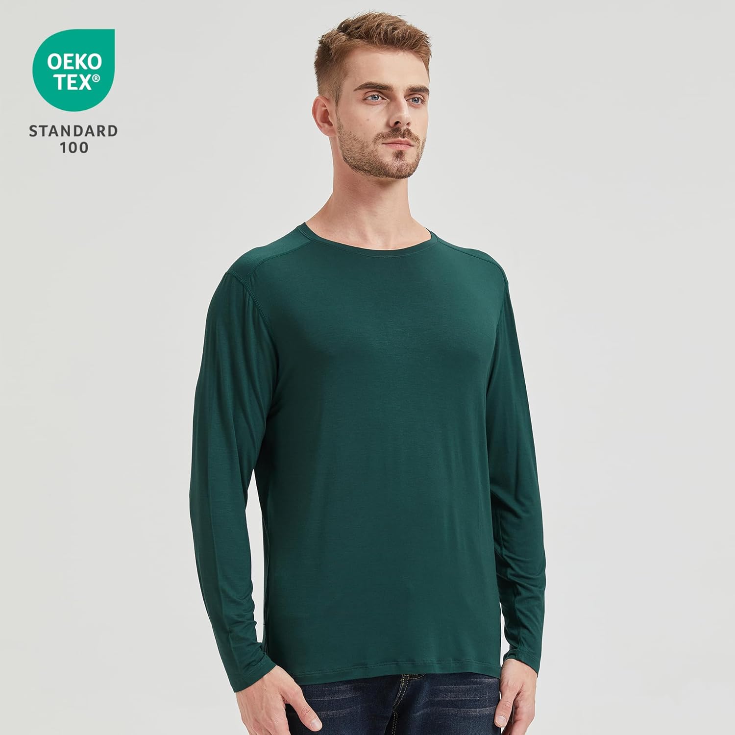netdraw Men's Bamboo Viscose Workout Shirt Short/Long Sleeve Lightweight Cooling Running Hiking T-Shirt