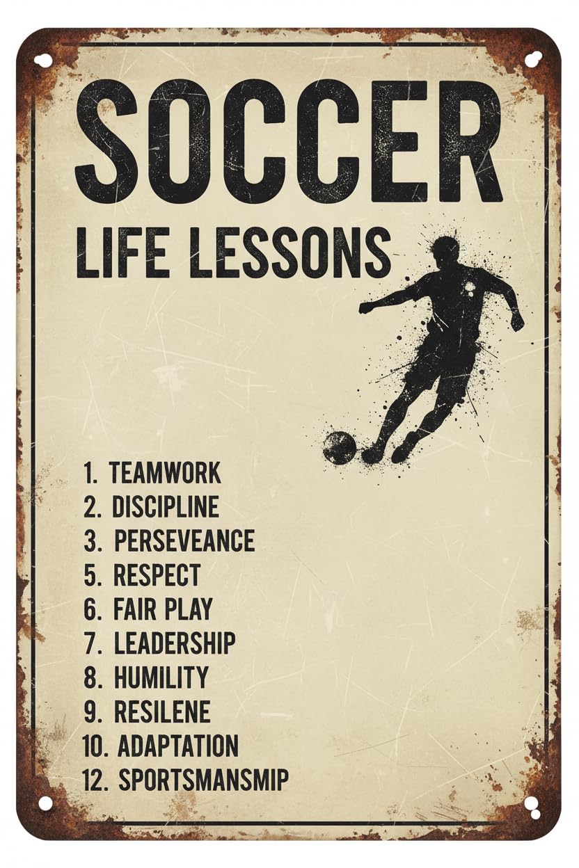 Inspirational Soccer Life Lessons Tin Sign, 8x12 Inch