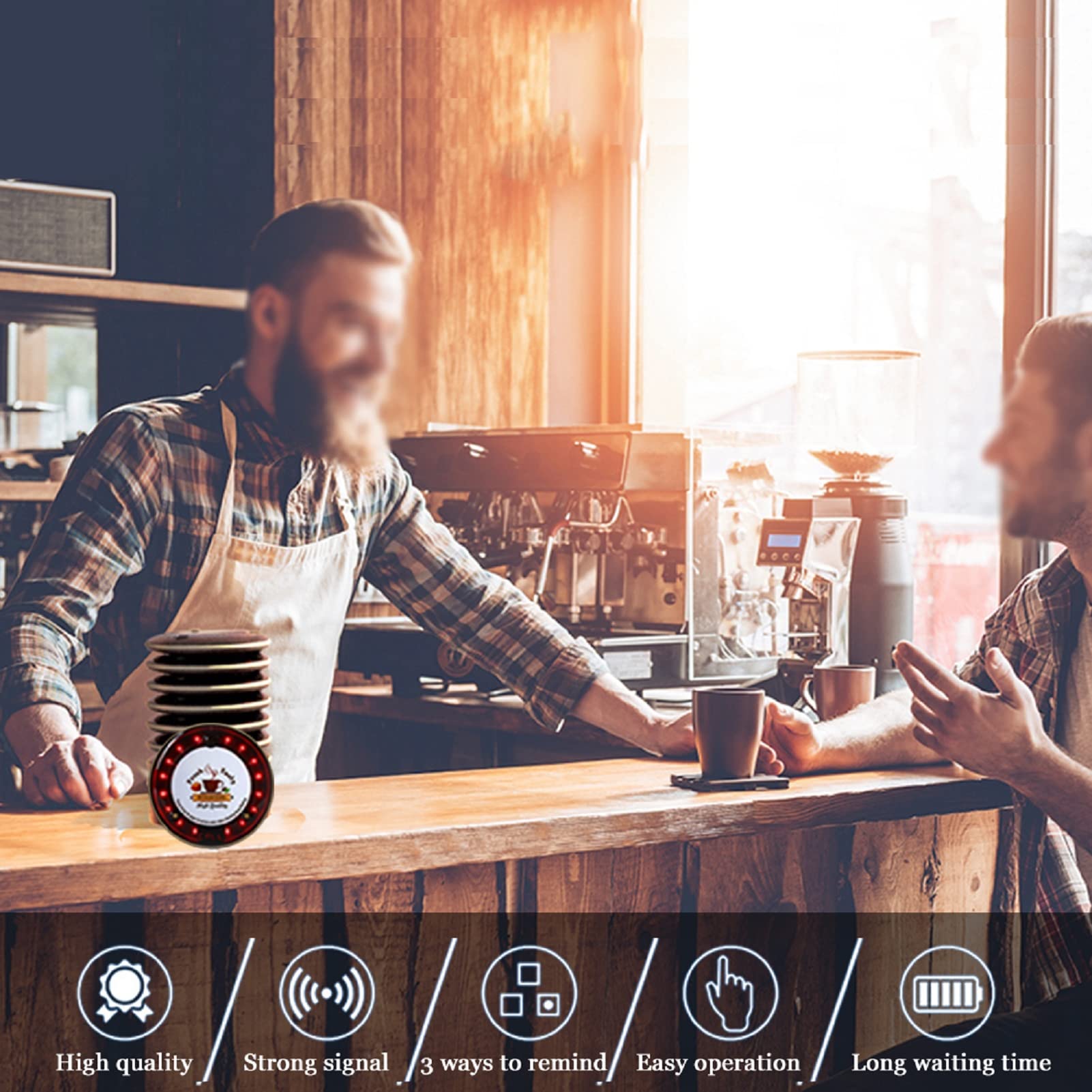 Restaurant Pager System Wireless Calling System with 20 Long Range Restaurant Buzzers Alert, 1 Touch-Screen Keypad for Coffee Shop Food Truck Church Nursery