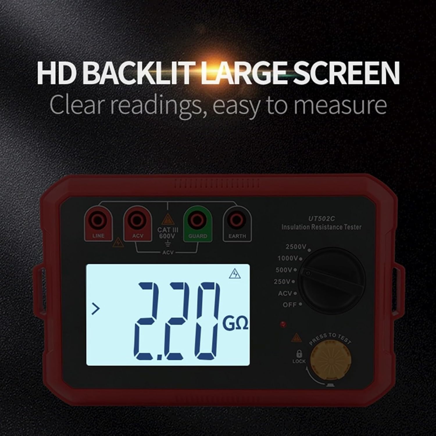 Insulation Resistance Tester UT501C 1000V Digital Megometer Megohmmeter Ohm Tester Auto Range Backlight