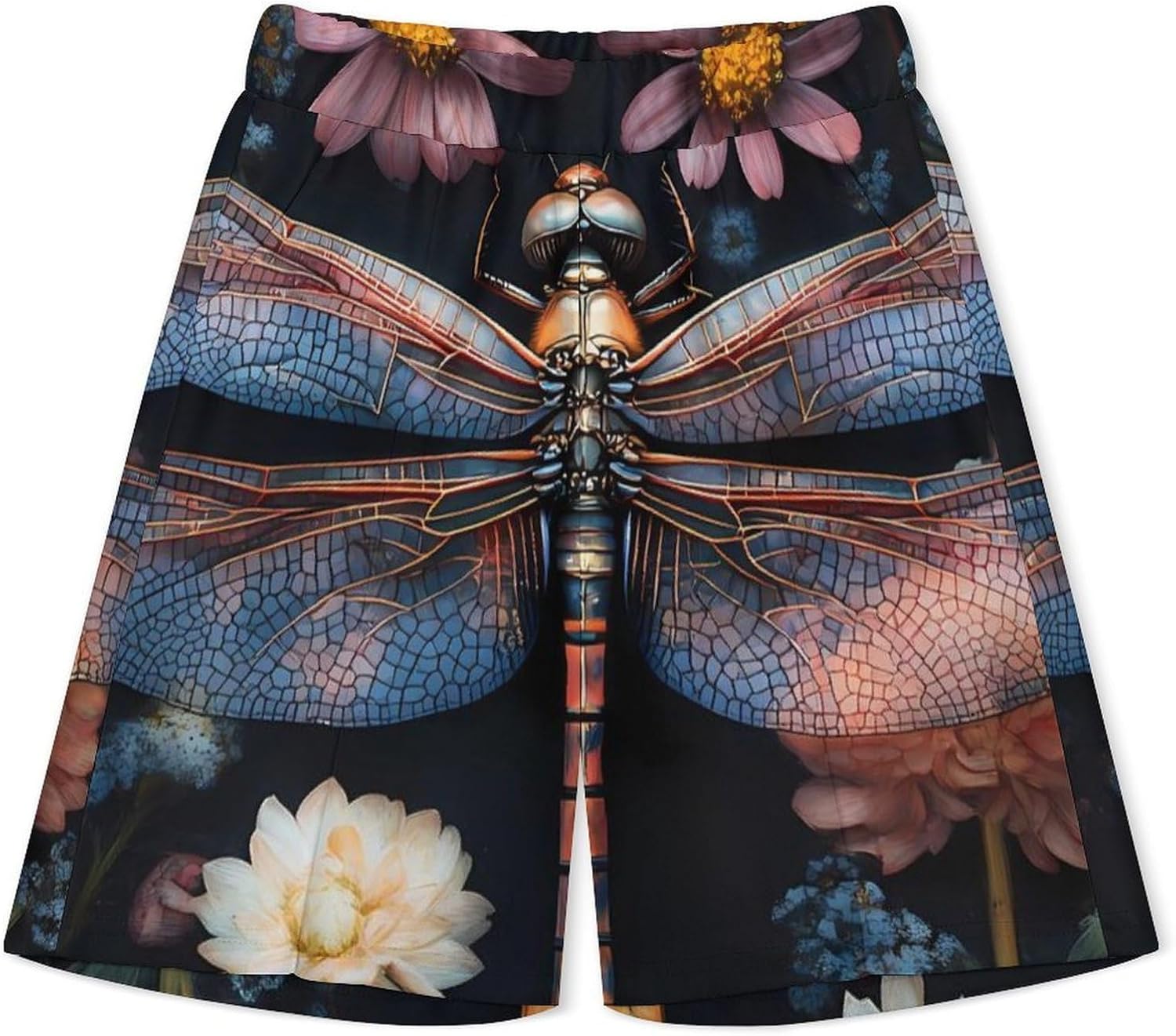 Dragonfly Flower Mens Polo Shirts Track Suits 2 Piece Short Sleeve Sweatsuit 1/4 Zip Golf Loungewear for Sports