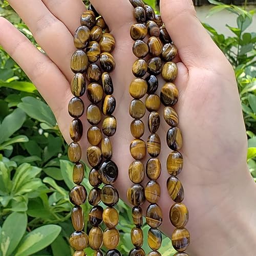 Miniatura 4 de Adabele GZ12-27 - Cuentas sueltas de ojo de tigre dorado natural, 3 hebras de 0.315 in a 0.433 in, forma libre, ovalada, piedra preciosa de guijarro