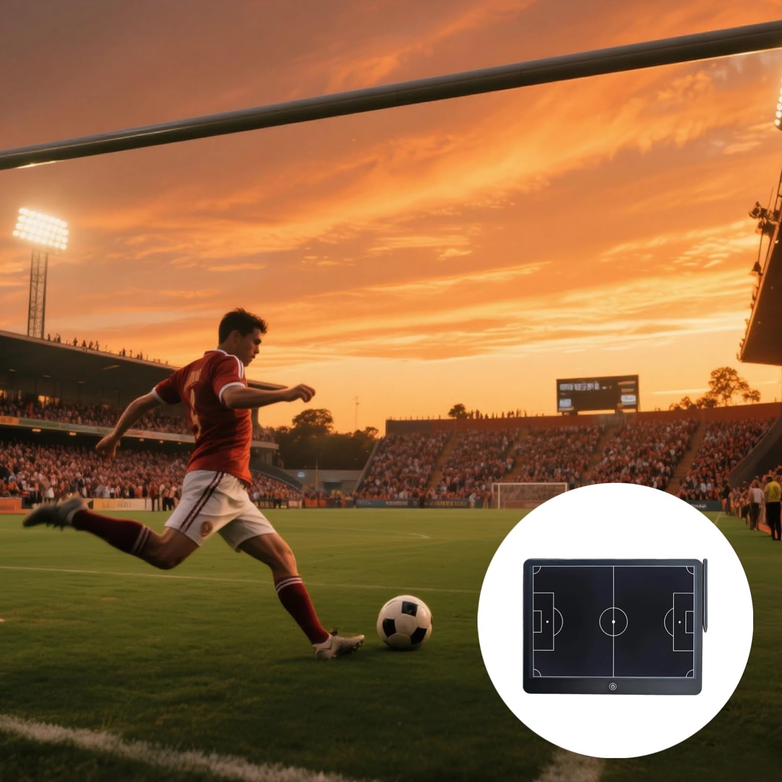 Lcd Soccer Ing Board - Tavola da calcio elettronica, tavoletta da scrittura per allenamento con schermo trasparente a un pulsante, 35 x 23 x 0,8 cm
