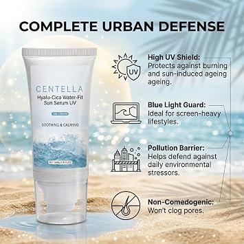 Sunscreen SPF 50 PA++++,Centella Asiatica Extract Serum Suncream,Sunscreen Moisturiser for Face,Broad Spectrum UV Protection,Smoothing Water-Fit Sun Lotion,Vegan Korean Sunscreen,50ml