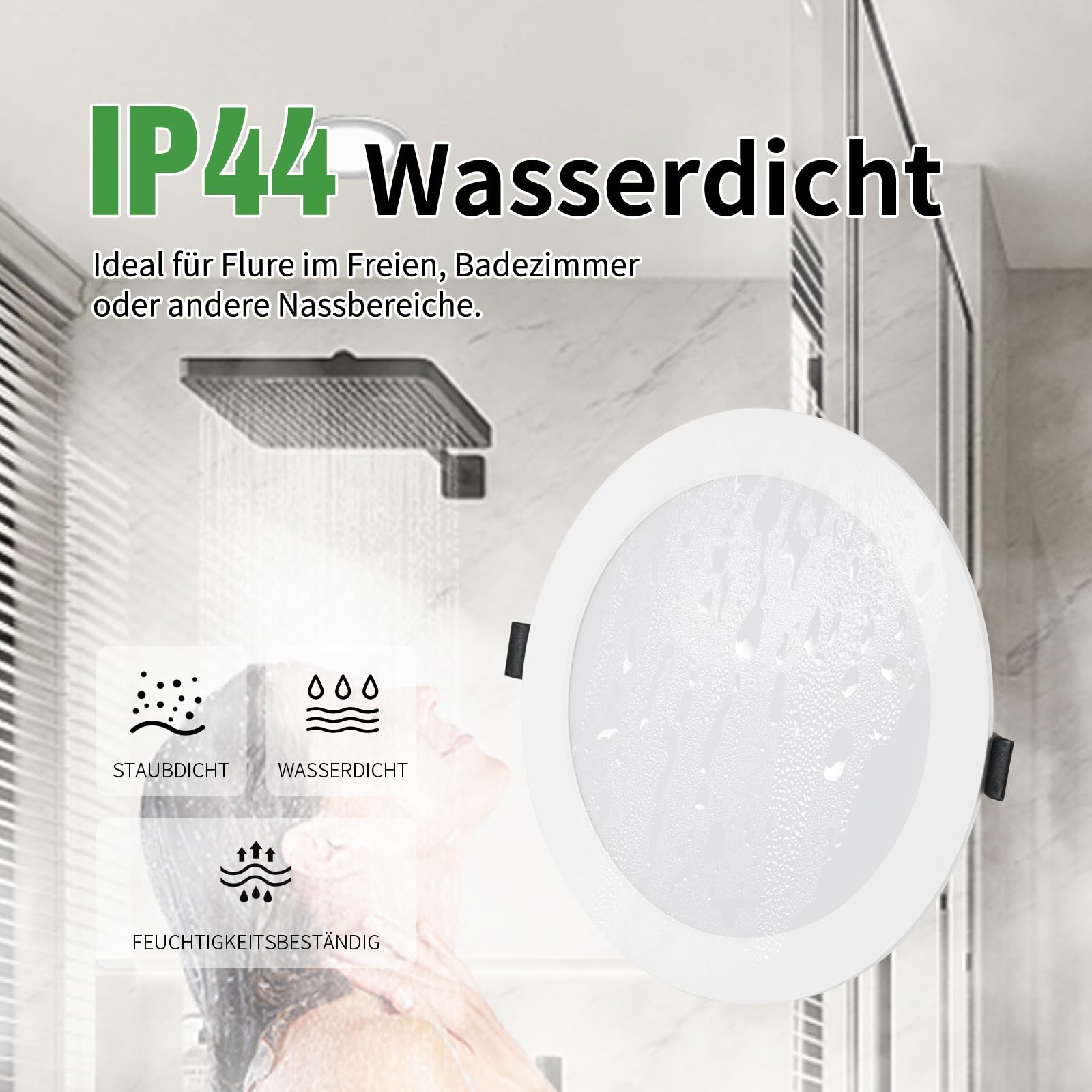 LED Deckenspots Flach 16W 230V 1400lm IP44 Ultra Slim Einbautiefe 25mm Downlight Warmweiß/Neutralweiß/Kaltweiß