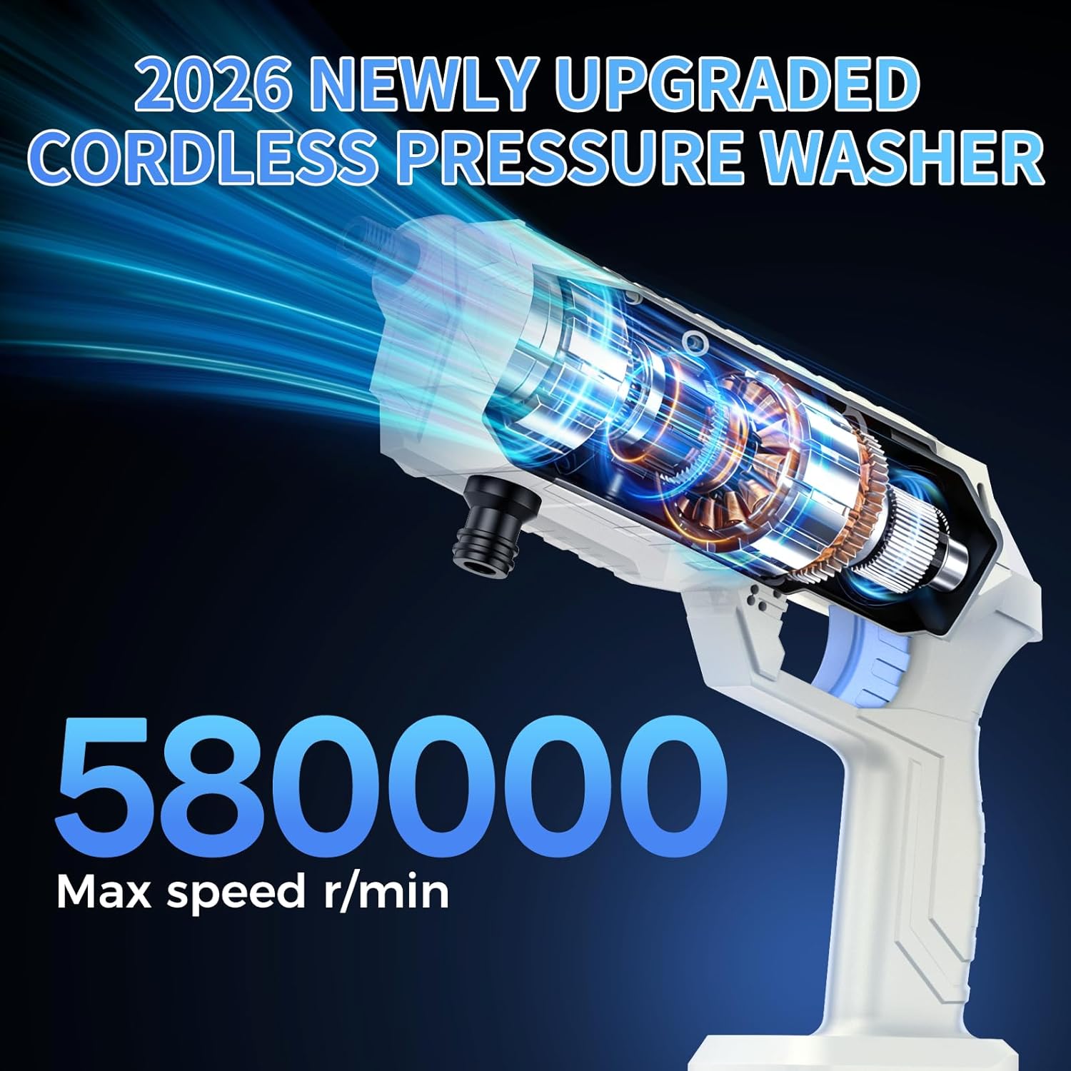 Cordless Pressure Washer, 1800PSI Pressure Electric Pressure Washer with Brushless Motor, 21V Battery×2 & Charger, Portable Handheld Power Washer with 6-in-1 Nozzle & Foam Cannon for Home