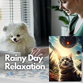 UFO Selfie Cat 500-Piece Puzzle - UFO Cat Jigsaw Puzzle for Adults with Alien Spaceship, Fun and Unique for Fans of Felines and Extra Terrestrials (500 Pieces)