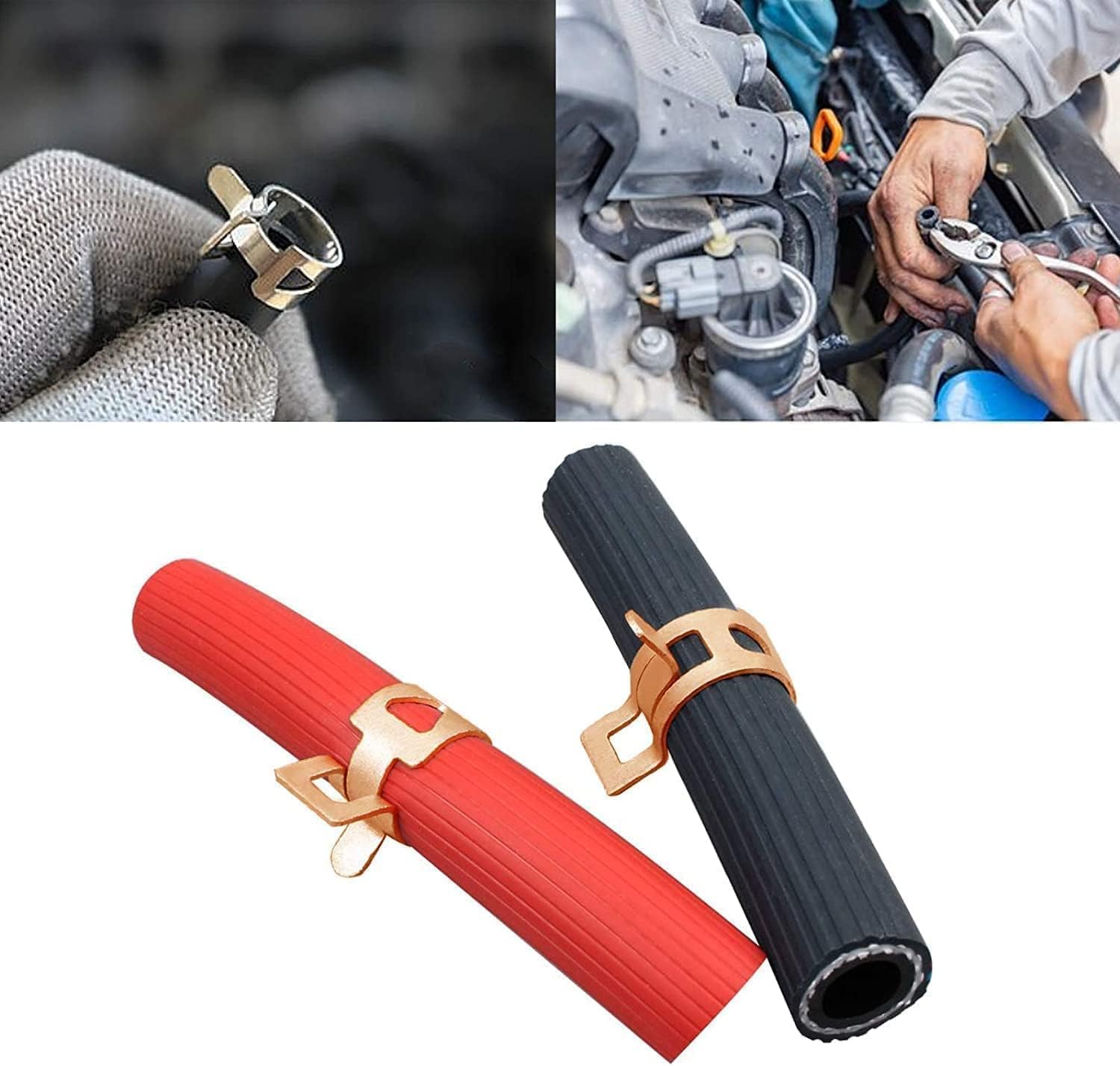 Fielect 0.71"/18mm ID Spring Band Type Action Hose Pipe Clamp Low Pressure Air Clip Clamp Fasteners Assortment Kit for Plumbing,Automotive and Mechanical,Yellow-zn Coated 250pcs