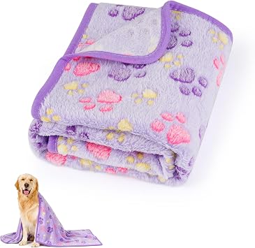Dog Blankets for Medium Dogs, Cat, Premium Soft Dog Blankets for Small Dog Washable, Puppy Blanket Dogs Essentials for Puppies 1, Purple, 41" x 30"