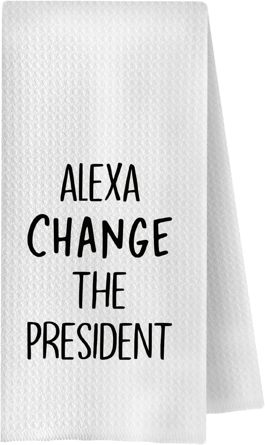 Funny Political Kitchen Towels, Funny Gifts for Men Women Dish Tea Towels for Kitchen Decor, Change The President Decorative Hand Towels for Bathroom, 16x24 Inches